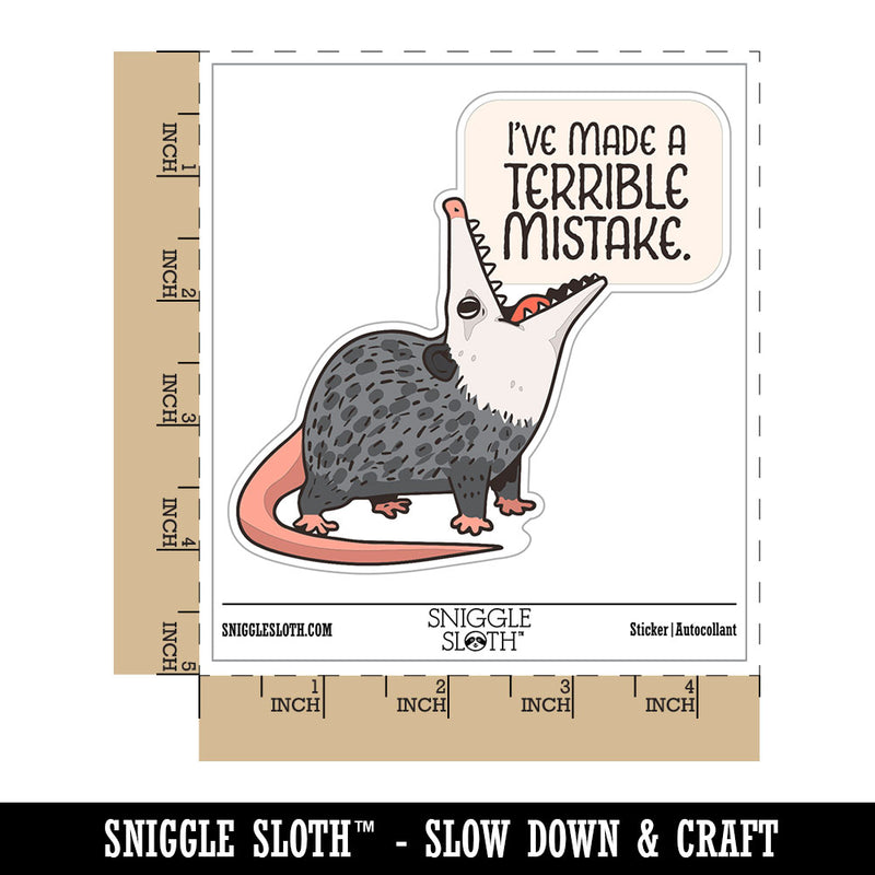 Opossum I've Made a Terrible Mistake Screaming Funny Waterproof Vinyl Phone Tablet Laptop Water Bottle Car Window Bumper Decal Sticker Set - 5 Pack