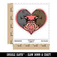 Pair of Rats Heart Couple Love Waterproof Vinyl Phone Tablet Laptop Water Bottle Car Window Bumper Decal Sticker Set - 5 Pack