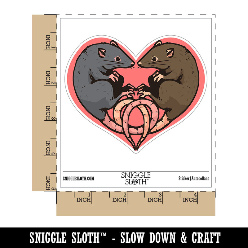Pair of Rats Heart Couple Love Waterproof Vinyl Phone Tablet Laptop Water Bottle Car Window Bumper Decal Sticker Set - 5 Pack