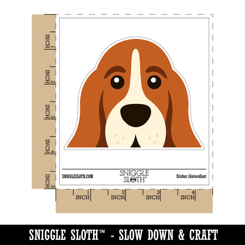 Peeking Basset Hound Dog Waterproof Vinyl Phone Tablet Laptop Water Bottle Car Window Bumper Decal Sticker Set - 5 Pack