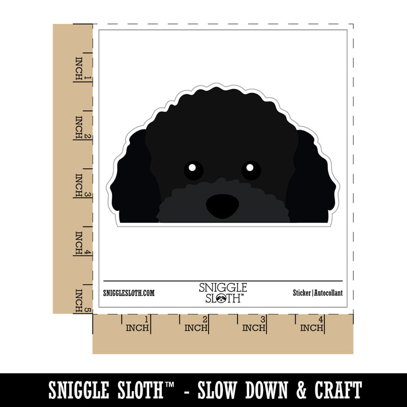 Peeking Black Toy Poodle Dog Waterproof Vinyl Phone Tablet Laptop Water Bottle Car Window Bumper Decal Sticker Set - 5 Pack