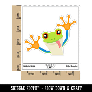 Peeking Friendly Tree Frog Waterproof Vinyl Phone Tablet Laptop Water Bottle Car Window Bumper Decal Sticker Set - 5 Pack