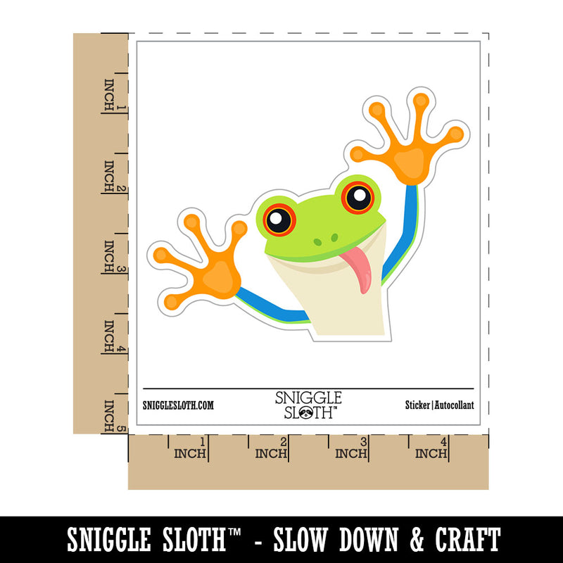 Peeking Friendly Tree Frog Waterproof Vinyl Phone Tablet Laptop Water Bottle Car Window Bumper Decal Sticker Set - 5 Pack
