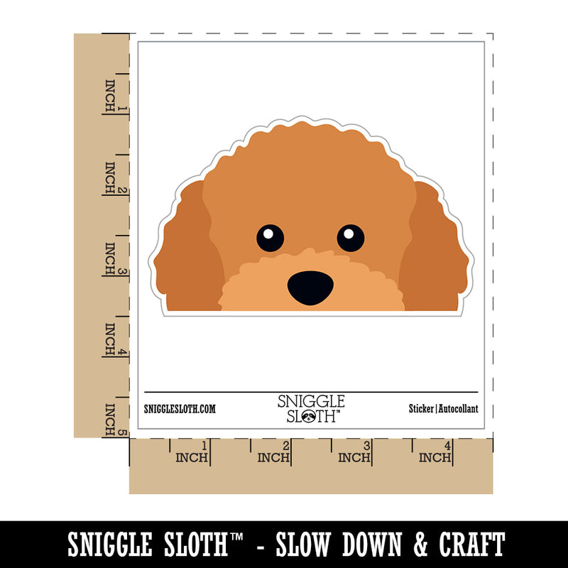 Peeking Red Toy Poodle Dog Waterproof Vinyl Phone Tablet Laptop Water Bottle Car Window Bumper Decal Sticker Set - 5 Pack