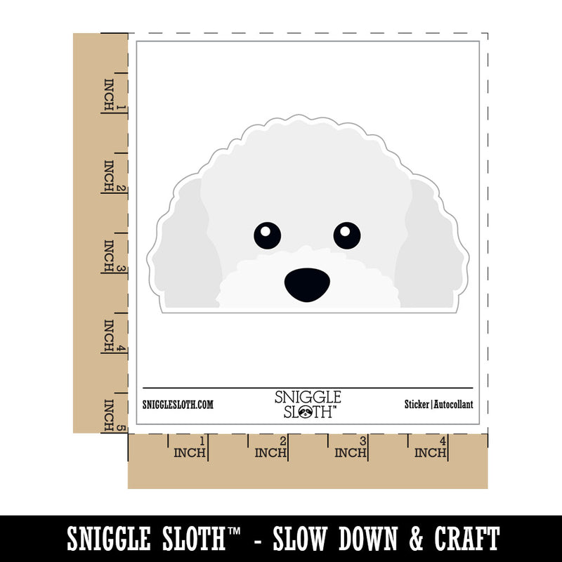 Peeking White Toy Poodle Dog Waterproof Vinyl Phone Tablet Laptop Water Bottle Car Window Bumper Decal Sticker Set - 5 Pack
