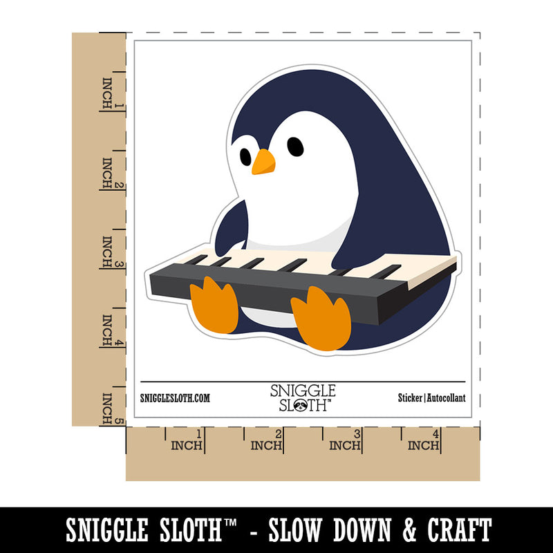 Penguin on Piano Keyboard Waterproof Vinyl Phone Tablet Laptop Water Bottle Car Window Bumper Decal Sticker Set - 5 Pack