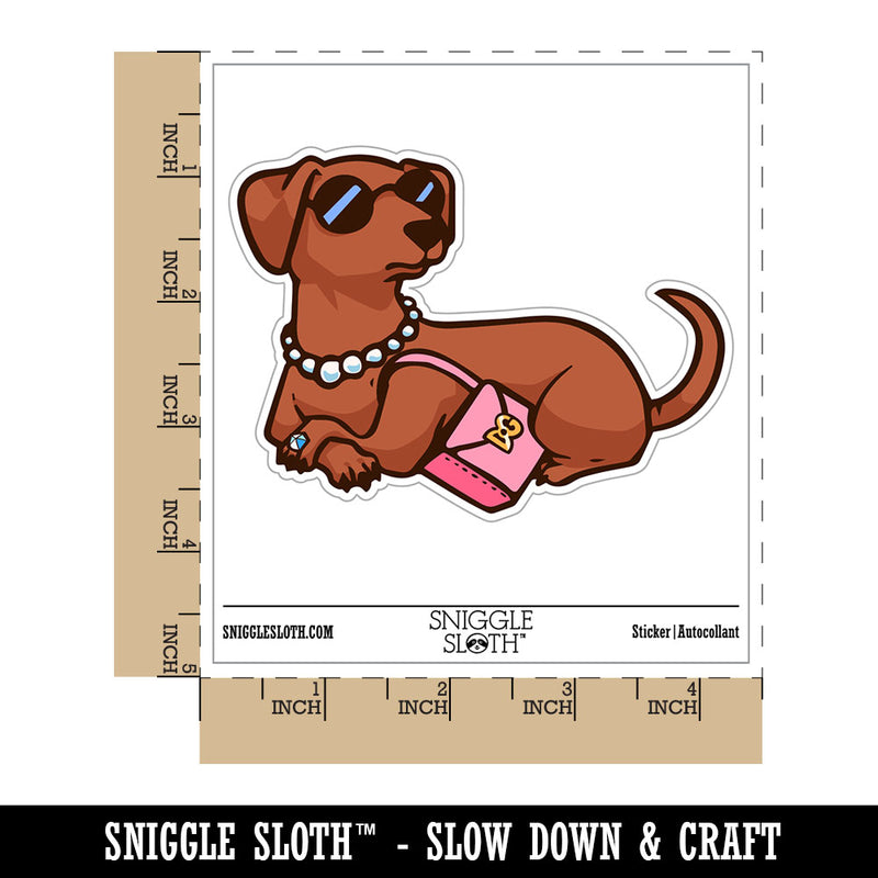 Posh Rich Snobby Dachshund Dog Sunglasses Purse Waterproof Vinyl Phone Tablet Laptop Water Bottle Car Window Bumper Decal Sticker Set - 5 Pack