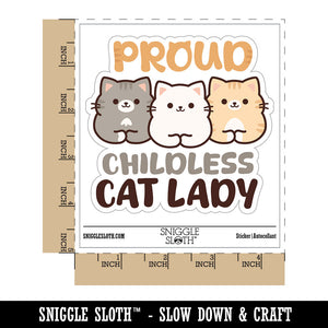 Proud Childless Cat Lady Waterproof Vinyl Phone Tablet Laptop Water Bottle Car Window Bumper Decal Sticker Set - 5 Pack