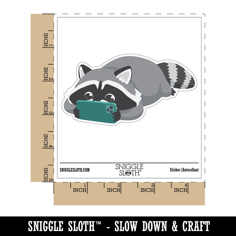 Raccoon Playing Watching Video Games on Phone Waterproof Vinyl Phone Tablet Laptop Water Bottle Car Window Bumper Decal Sticker Set - 5 Pack
