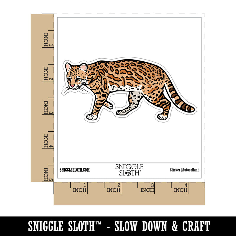 Realistic Ocelot Wild Cat Spots Waterproof Vinyl Phone Tablet Laptop Water Bottle Car Window Bumper Decal Sticker Set - 5 Pack