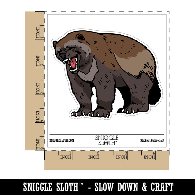 Realistic Snarling Wolverine Animal Waterproof Vinyl Phone Tablet Laptop Water Bottle Car Window Bumper Decal Sticker Set - 5 Pack