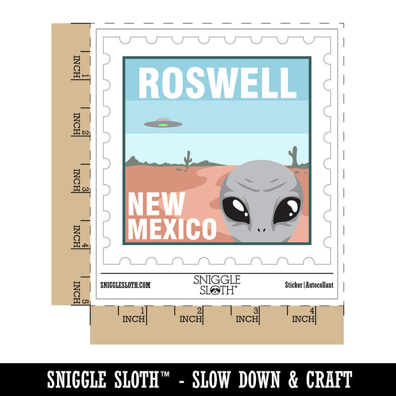 Roswell New Mexico Destination Stamp Alien UFO Waterproof Vinyl Phone Tablet Laptop Water Bottle Car Window Bumper Decal Sticker Set - 5 Pack