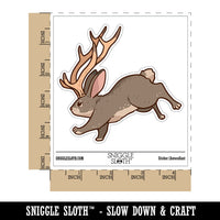 Running Jackalope Mythical Horned Rabbit Bunny Cryptid Waterproof Vinyl Phone Tablet Laptop Water Bottle Car Window Bumper Decal Sticker Set - 5 Pack