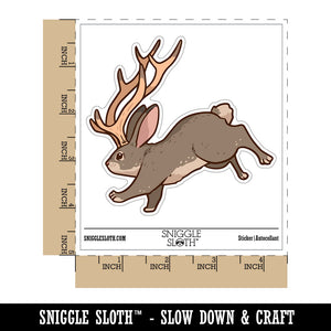 Running Jackalope Mythical Horned Rabbit Bunny Cryptid Waterproof Vinyl Phone Tablet Laptop Water Bottle Car Window Bumper Decal Sticker Set - 5 Pack