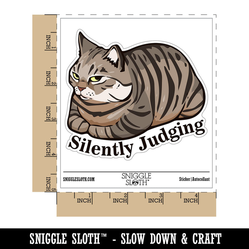 Silently Judging Tabby Cat Pet Waterproof Vinyl Phone Tablet Laptop Water Bottle Car Window Bumper Decal Sticker Set - 5 Pack