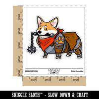 Sir Corgnelius Brave Corgi Dog Knight Flail Waterproof Vinyl Phone Tablet Laptop Water Bottle Car Window Bumper Decal Sticker Set - 5 Pack