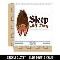Sleep All Day Bat Hanging Funny Nap Time Waterproof Vinyl Phone Tablet Laptop Water Bottle Car Window Bumper Decal Sticker Set - 5 Pack