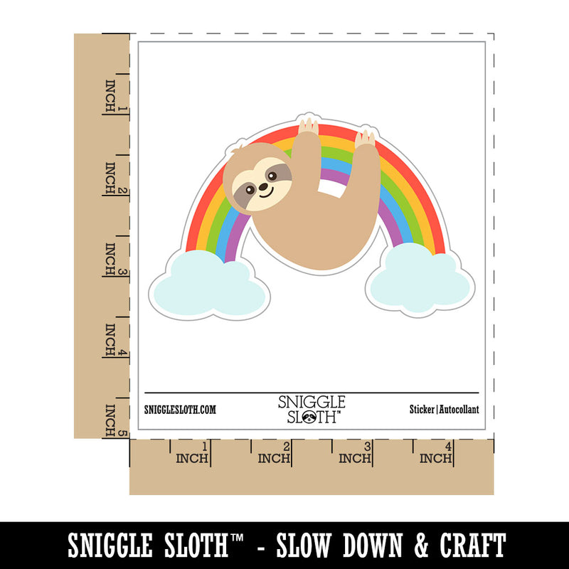 Sloth Hanging From Rainbow Waterproof Vinyl Phone Tablet Laptop Water Bottle Car Window Bumper Decal Sticker Set - 5 Pack