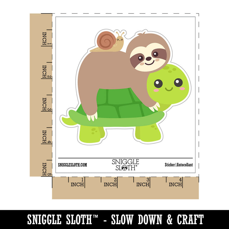 Sloth Riding Turtle Waterproof Vinyl Phone Tablet Laptop Water Bottle Car Window Bumper Decal Sticker Set - 5 Pack