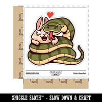 Snake Hugging Bunny Rabbit Love Heart Waterproof Vinyl Phone Tablet Laptop Water Bottle Car Window Bumper Decal Sticker Set - 5 Pack