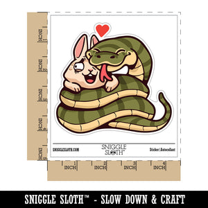 Snake Hugging Bunny Rabbit Love Heart Waterproof Vinyl Phone Tablet Laptop Water Bottle Car Window Bumper Decal Sticker Set - 5 Pack