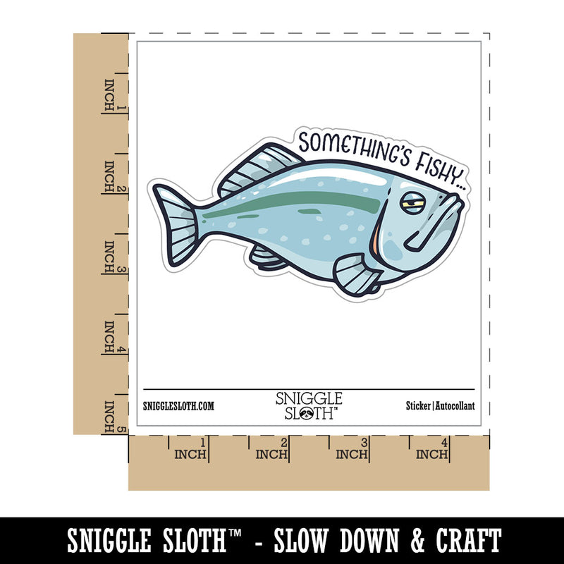 Something's Fishy Suspicious Fish Funny Waterproof Vinyl Phone Tablet Laptop Water Bottle Car Window Bumper Decal Sticker Set - 5 Pack