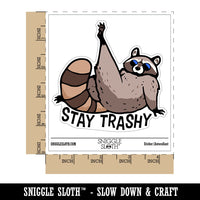 Stay Trashy Raccoon Funny Trash Panda Waterproof Vinyl Phone Tablet Laptop Water Bottle Car Window Bumper Decal Sticker Set - 5 Pack