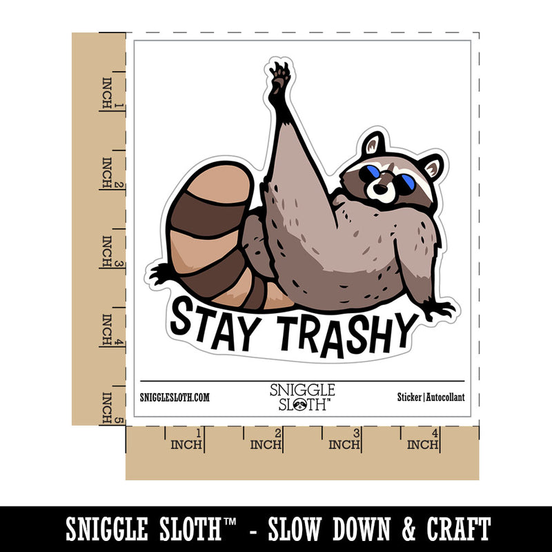Stay Trashy Raccoon Funny Trash Panda Waterproof Vinyl Phone Tablet Laptop Water Bottle Car Window Bumper Decal Sticker Set - 5 Pack