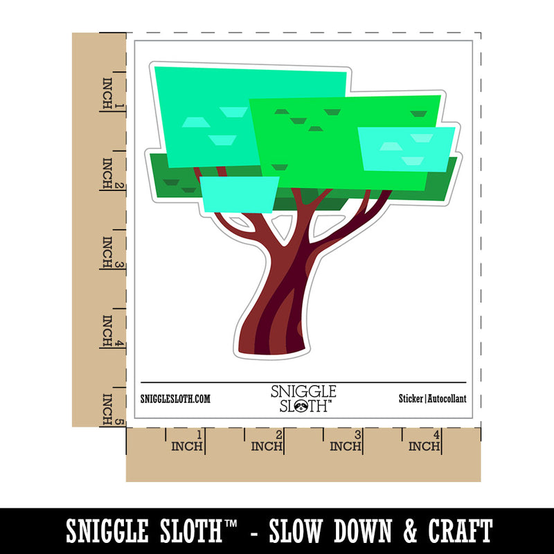 Stylized Geometric Tree Blocky Artsy Waterproof Vinyl Phone Tablet Laptop Water Bottle Car Window Bumper Decal Sticker Set - 5 Pack