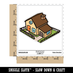 Suburban House with Garage and Fence Home Waterproof Vinyl Phone Tablet Laptop Water Bottle Car Window Bumper Decal Sticker Set - 5 Pack