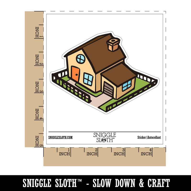Suburban House with Garage and Fence Home Waterproof Vinyl Phone Tablet Laptop Water Bottle Car Window Bumper Decal Sticker Set - 5 Pack