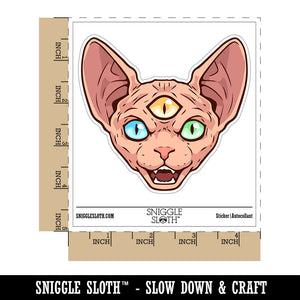 Three Eyed Sphynx Cat Hairless Spooky Scary Waterproof Vinyl Phone Tablet Laptop Water Bottle Car Window Bumper Decal Sticker Set - 5 Pack