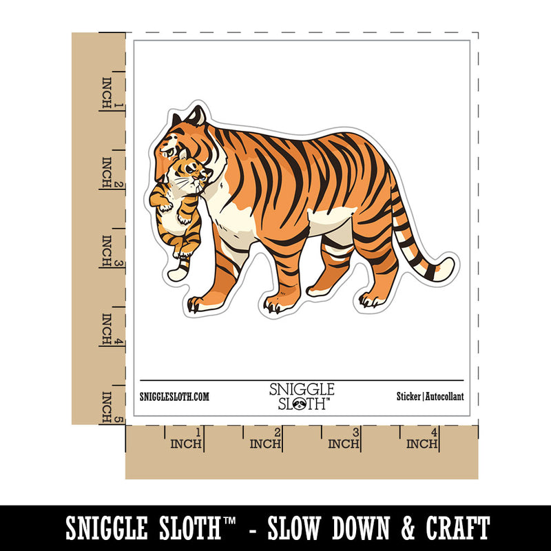 Tiger Mom Cub Cute Baby Cat Waterproof Vinyl Phone Tablet Laptop Water Bottle Car Window Bumper Decal Sticker Set - 5 Pack