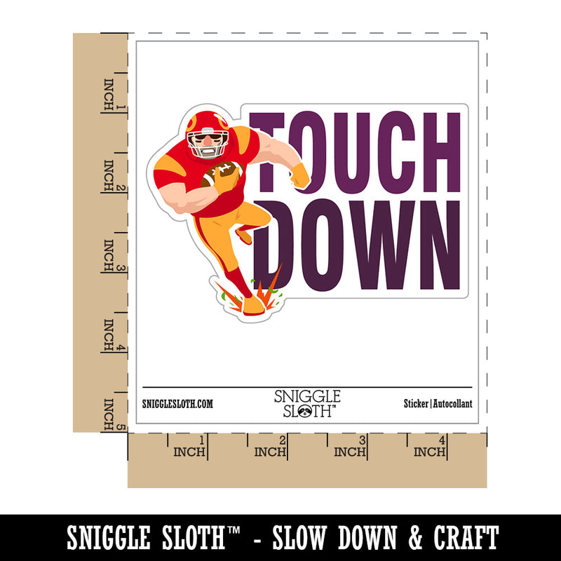 Touch Down Football Player Running Sports Waterproof Vinyl Phone Tablet Laptop Water Bottle Car Window Bumper Decal Sticker Set - 5 Pack