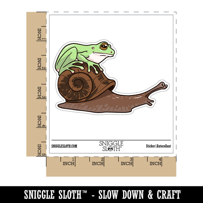 Tree Frog Riding Garden Snail Waterproof Vinyl Phone Tablet Laptop Water Bottle Car Window Bumper Decal Sticker Set - 5 Pack