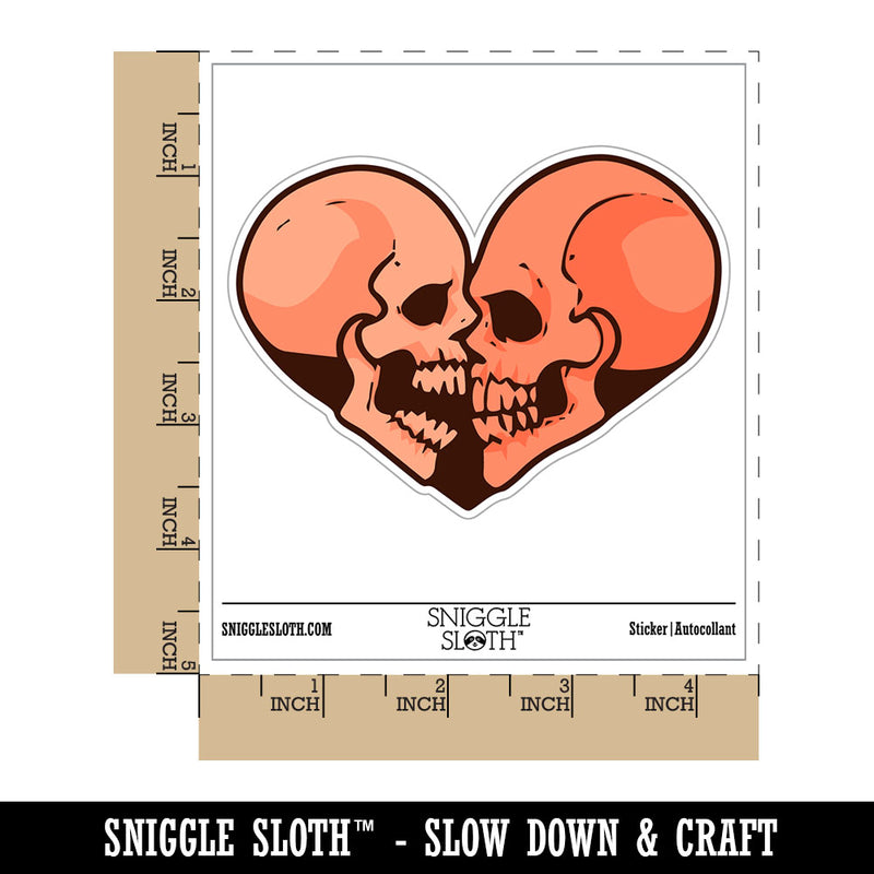 Two Skulls Kissing Heart Waterproof Vinyl Phone Tablet Laptop Water Bottle Car Window Bumper Decal Sticker Set - 5 Pack
