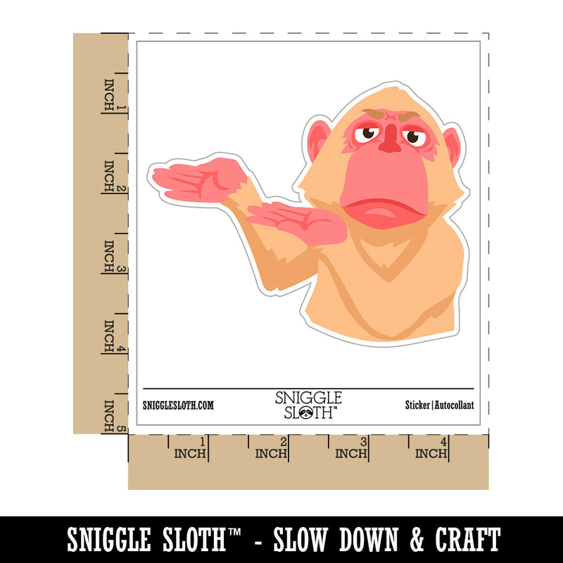 Unamused Monkey Presenting with Hands Gesture Waterproof Vinyl Phone Tablet Laptop Water Bottle Car Window Bumper Decal Sticker Set - 5 Pack
