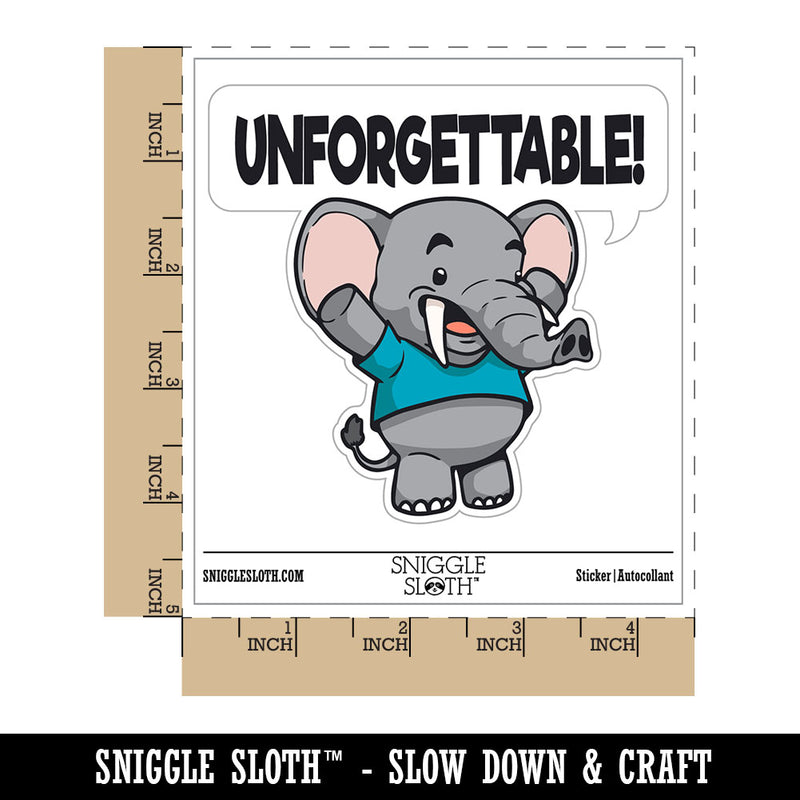 Unforgettable Elephant Cute Compliment Waterproof Vinyl Phone Tablet Laptop Water Bottle Car Window Bumper Decal Sticker Set - 5 Pack