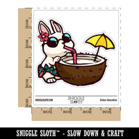 Vacation Bunny Rabbit Drinking Coconut Waterproof Vinyl Phone Tablet Laptop Water Bottle Car Window Bumper Decal Sticker Set - 5 Pack