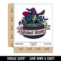Wicked Work Witch Cauldron Brewing Potion Halloween Compliment Waterproof Vinyl Phone Tablet Laptop Water Bottle Car Window Bumper Decal Sticker Set - 5 Pack