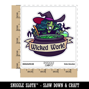 Wicked Work Witch Cauldron Brewing Potion Halloween Compliment Waterproof Vinyl Phone Tablet Laptop Water Bottle Car Window Bumper Decal Sticker Set - 5 Pack