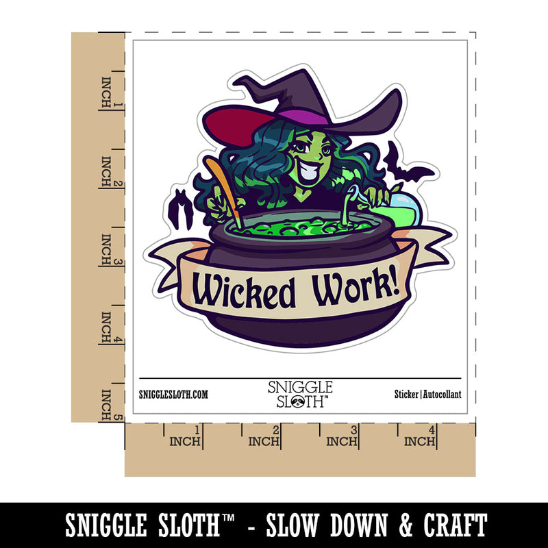 Wicked Work Witch Cauldron Brewing Potion Halloween Compliment Waterproof Vinyl Phone Tablet Laptop Water Bottle Car Window Bumper Decal Sticker Set - 5 Pack