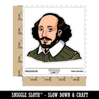 William Shakespeare Bard Playwright Historical Figure Waterproof Vinyl Phone Tablet Laptop Water Bottle Car Window Bumper Decal Sticker Set - 5 Pack