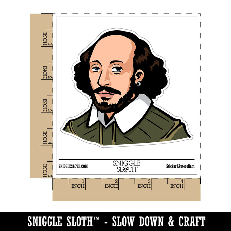 William Shakespeare Bard Playwright Historical Figure Waterproof Vinyl Phone Tablet Laptop Water Bottle Car Window Bumper Decal Sticker Set - 5 Pack