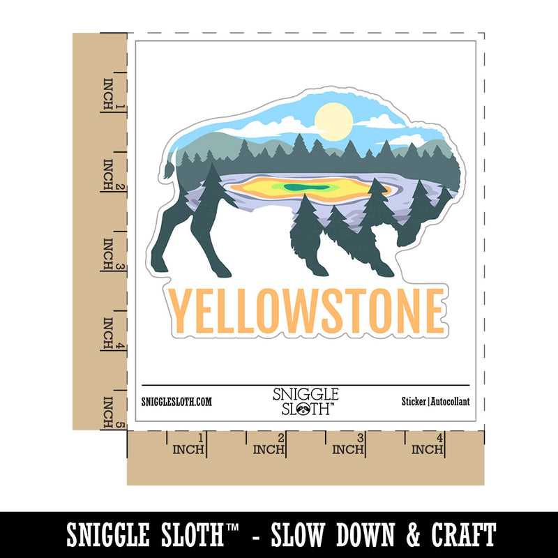 Yellowstone National Park Bison Silhouette Waterproof Vinyl Phone Tablet Laptop Water Bottle Car Window Bumper Decal Sticker Set - 5 Pack