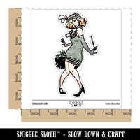 Water Bottle Sticker Set 1920's Vintage Flapper Dancing Woman Dress Cute Waterproof Vinyl Stickers Pack Decal, Skateboard, Laptop, Car, Window, Bumper - 5 Pack