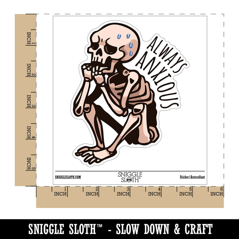 Water Bottle Sticker Set Always Anxious Skeleton Nervous Sitting Cute Waterproof Vinyl Stickers Pack Decal, Skateboard, Laptop, Car, Window, Bumper - 5 Pack