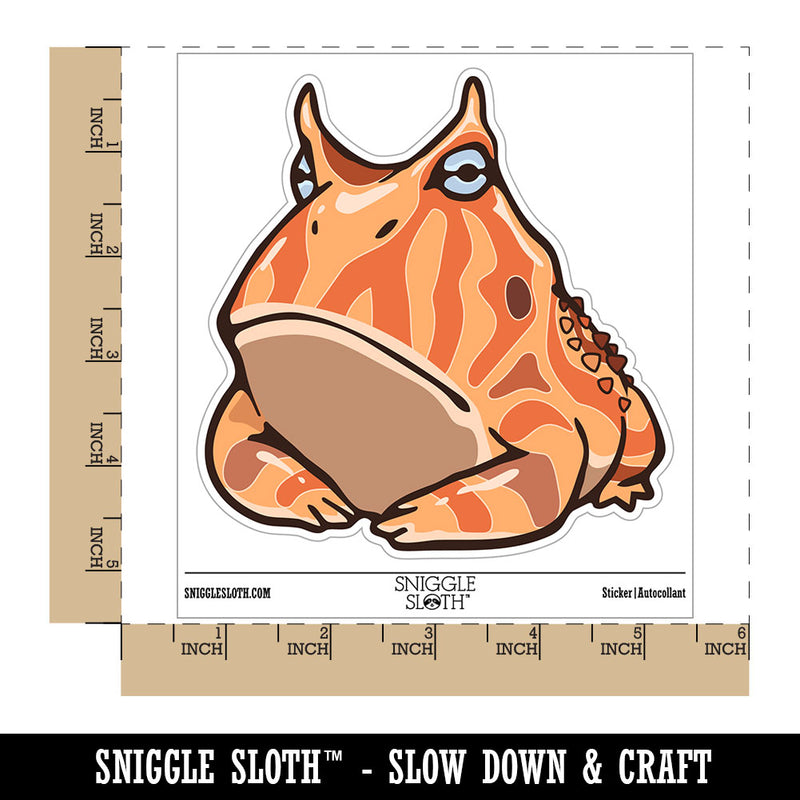 Water Bottle Sticker Set Amazonian Horned Frog Grumpy Orange Surinam Cute Waterproof Vinyl Stickers Pack Decal, Skateboard, Laptop, Car, Window, Bumper - 5 Pack