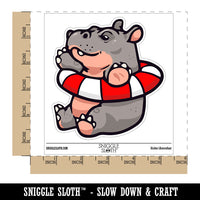 Water Bottle Sticker Set Baby Hippo in Lifesaver Life Preserver Cute Waterproof Vinyl Stickers Pack Decal, Skateboard, Laptop, Car, Window, Bumper - 5 Pack