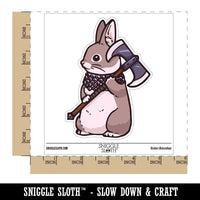 Water Bottle Sticker Set Battle Bunny Rabbit with Axe and Scale Armor Cute Waterproof Vinyl Stickers Pack Decal, Skateboard, Laptop, Car, Window, Bumper - 5 Pack